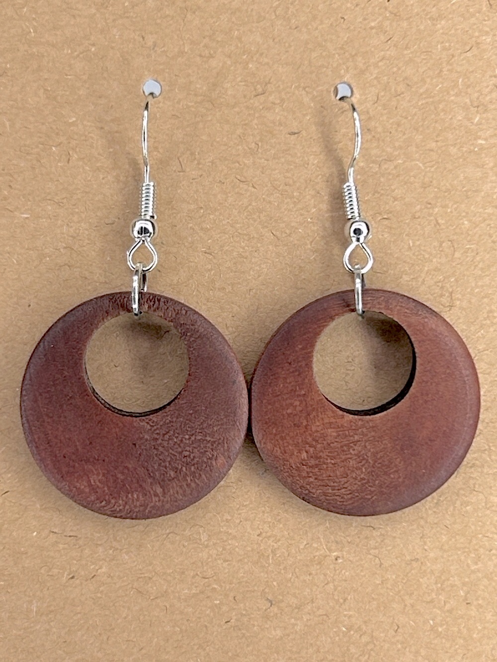 Wooden Circle Drop Earrings - Brown Fashion Jewelry